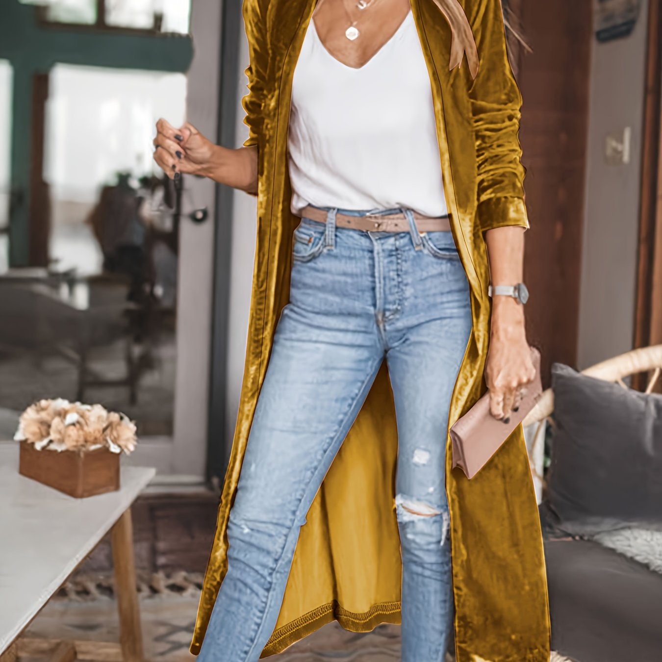 Long Golden Fleece Jacket for Women