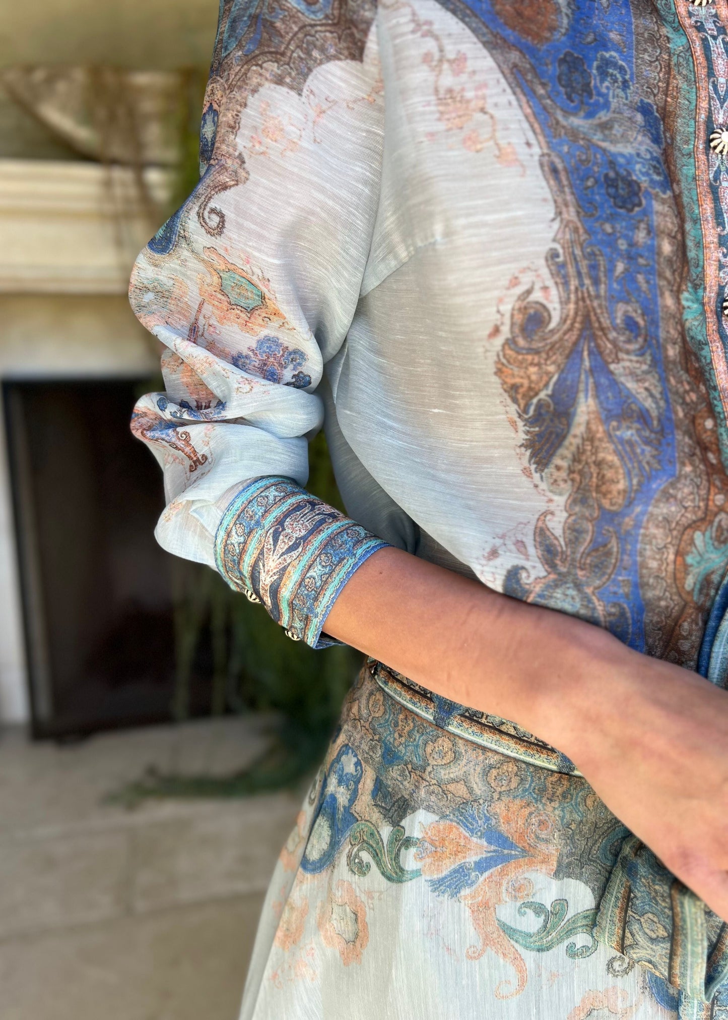 Katy | Long Sleeve Button Down Top - Blue