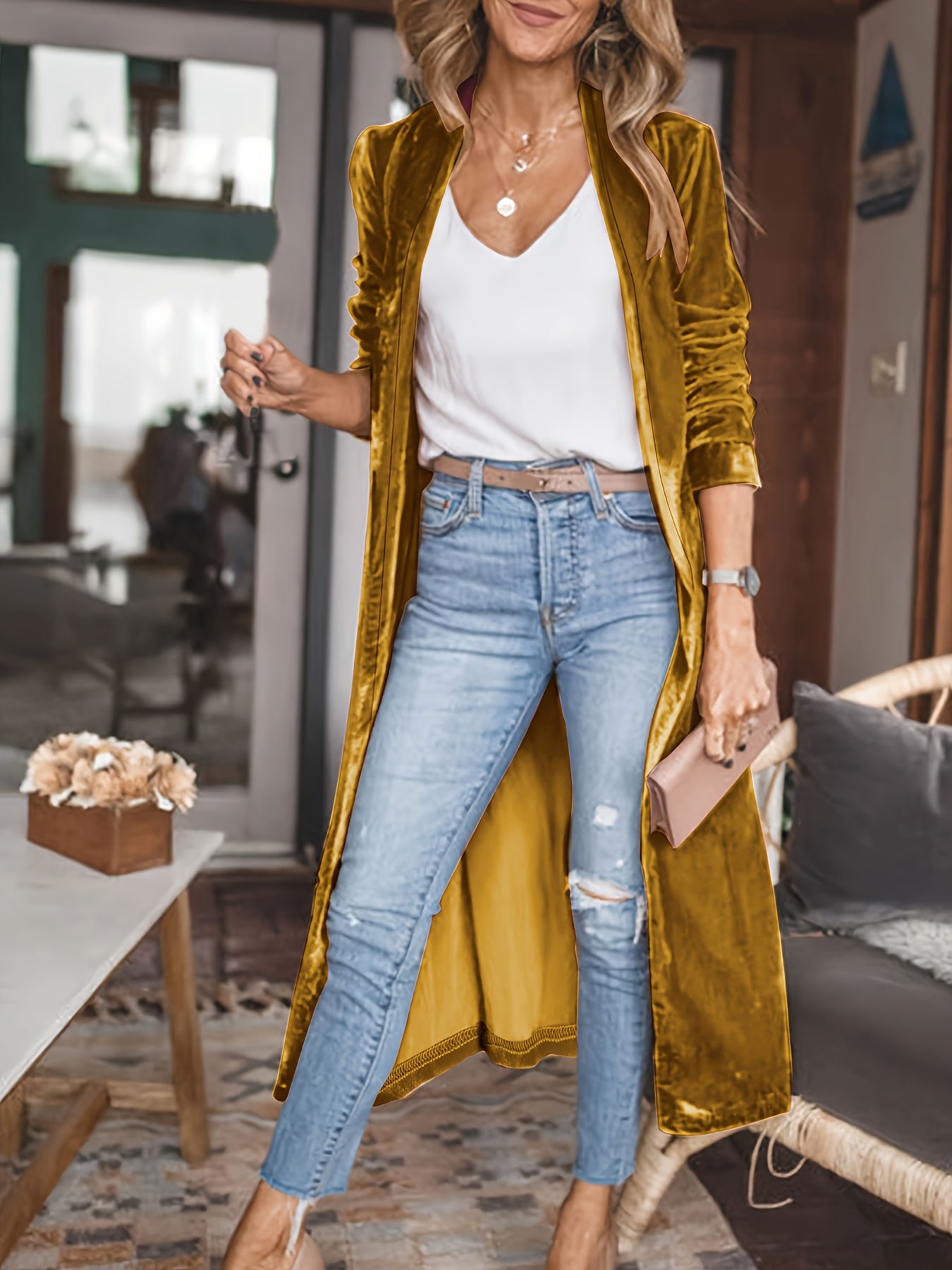 Long Golden Fleece Jacket for Women