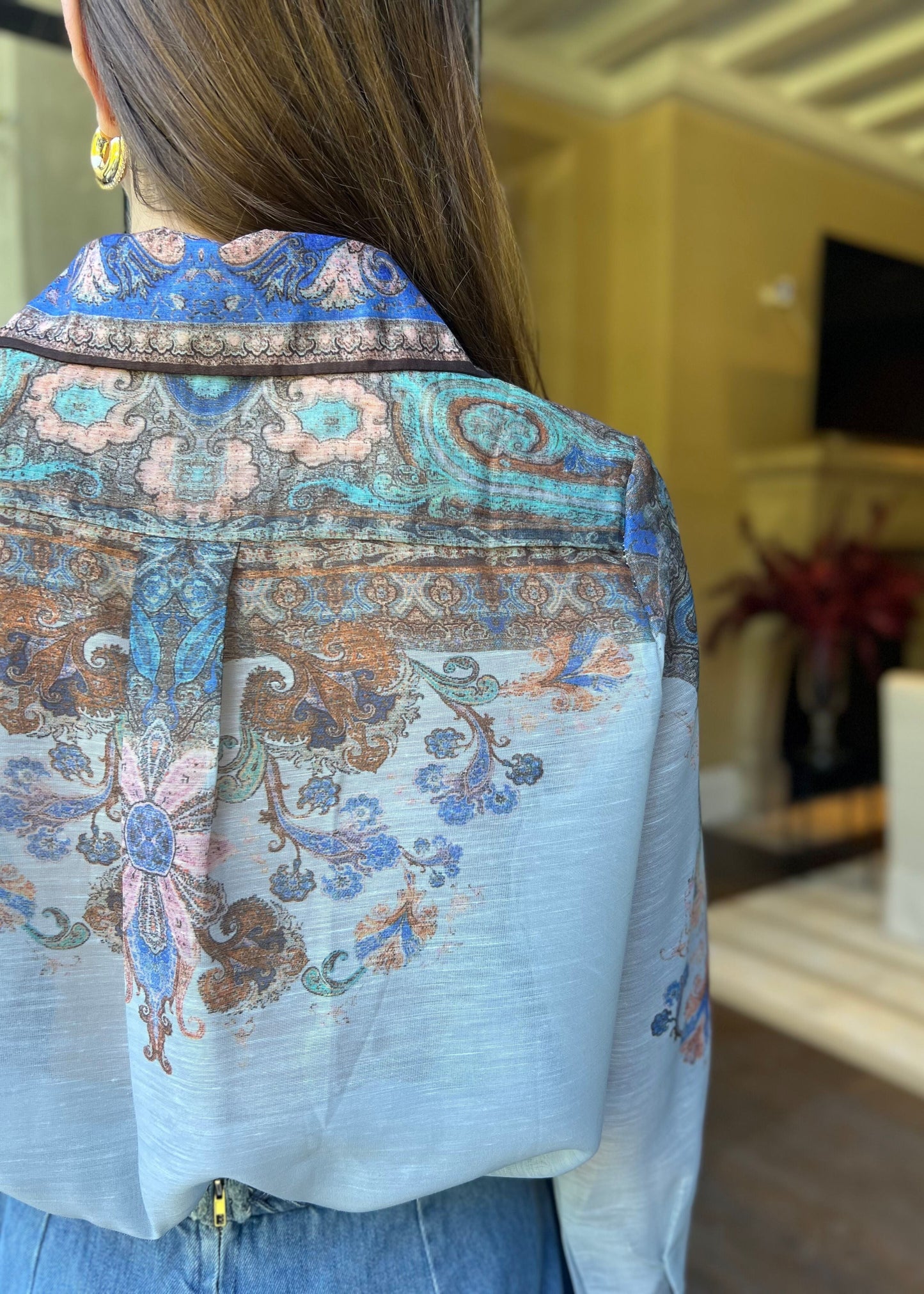 Katy | Long Sleeve Button Down Top - Blue
