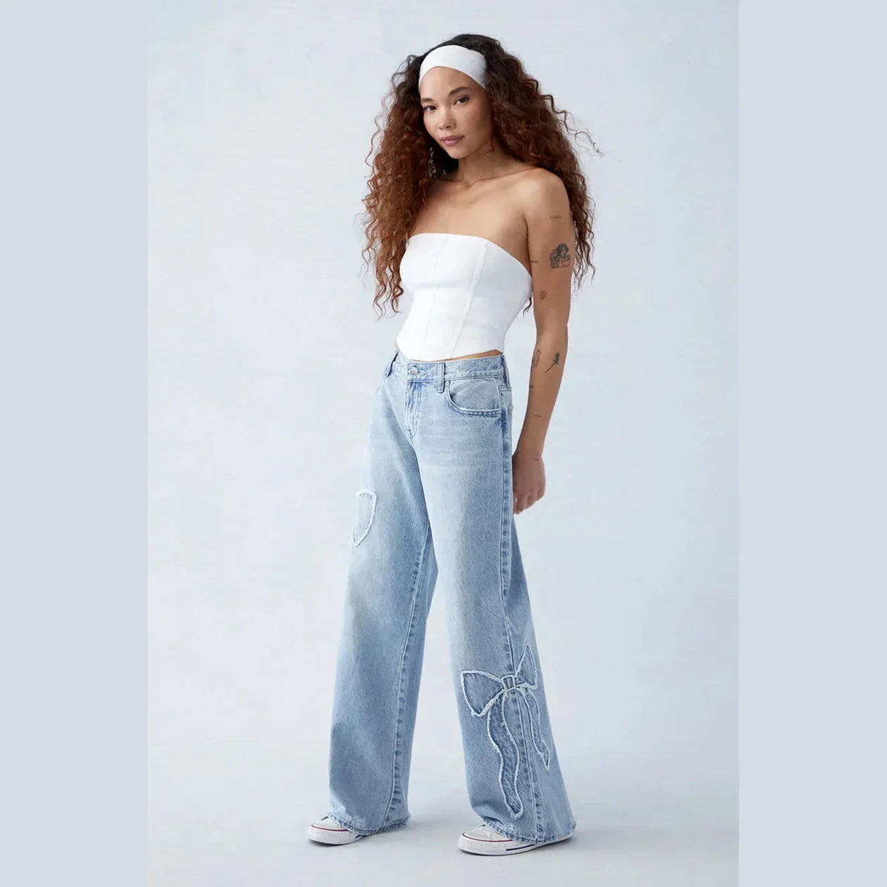 Light Indigo Bow Jeans