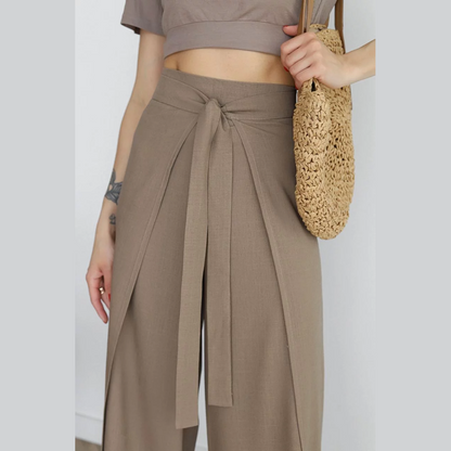Isolde | Wide-Crop Linen Trousers