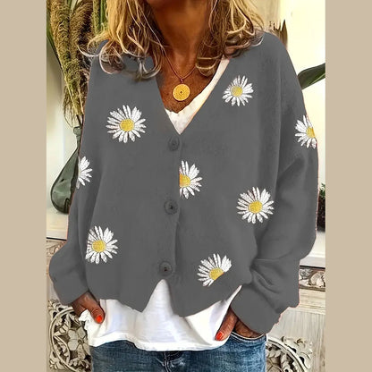 Korina - Elegant Long Sleeve Cardigan With Button