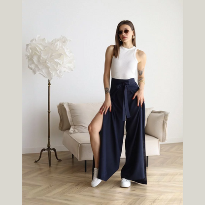 Isolde | Wide-Crop Linen Trousers