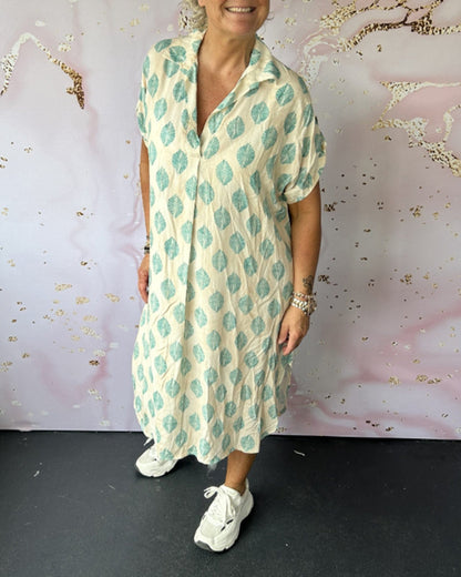 Liora™ | Loose Spring Dress with Lapel Collar and Short Sleeves