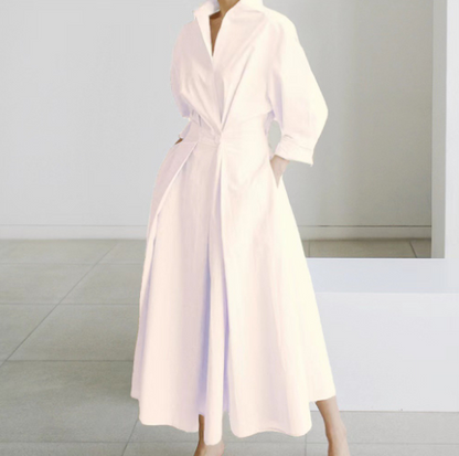 Esther™ | Elegant Spring Shirt Dress with Cotton Collar