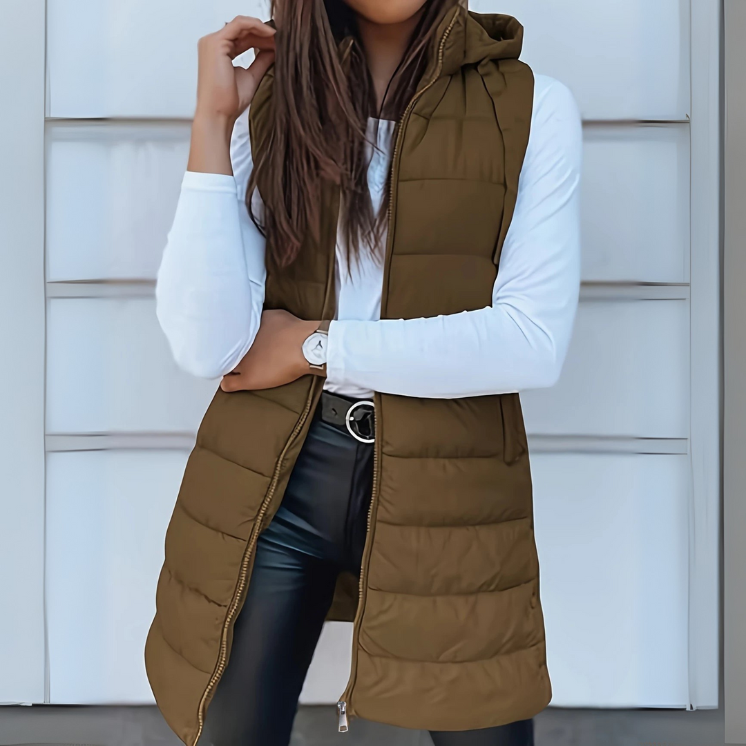 Maurina - Casual Sleeveless Long Puffer Vest