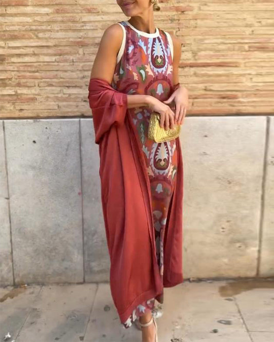 Valencia - Conjunto Elegante com Vestido e Cardigã Fluido