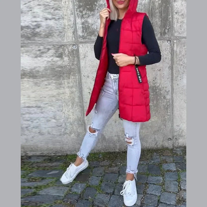 Melina – Sleeveless Padded Coat with Zipper