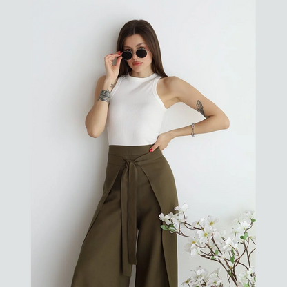 Isolde | Wide-Crop Linen Trousers
