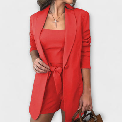 Vest, Blazer, and High-Waist Shorts Set