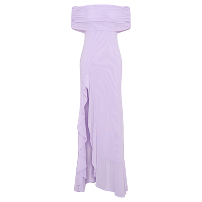 Audrey Off Shoulder Mesh Maxi Dress - Lilac