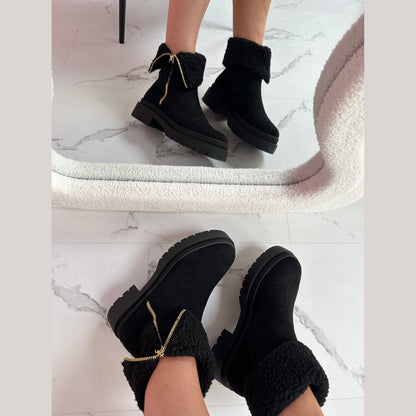 Cozy Black Zipper Boots