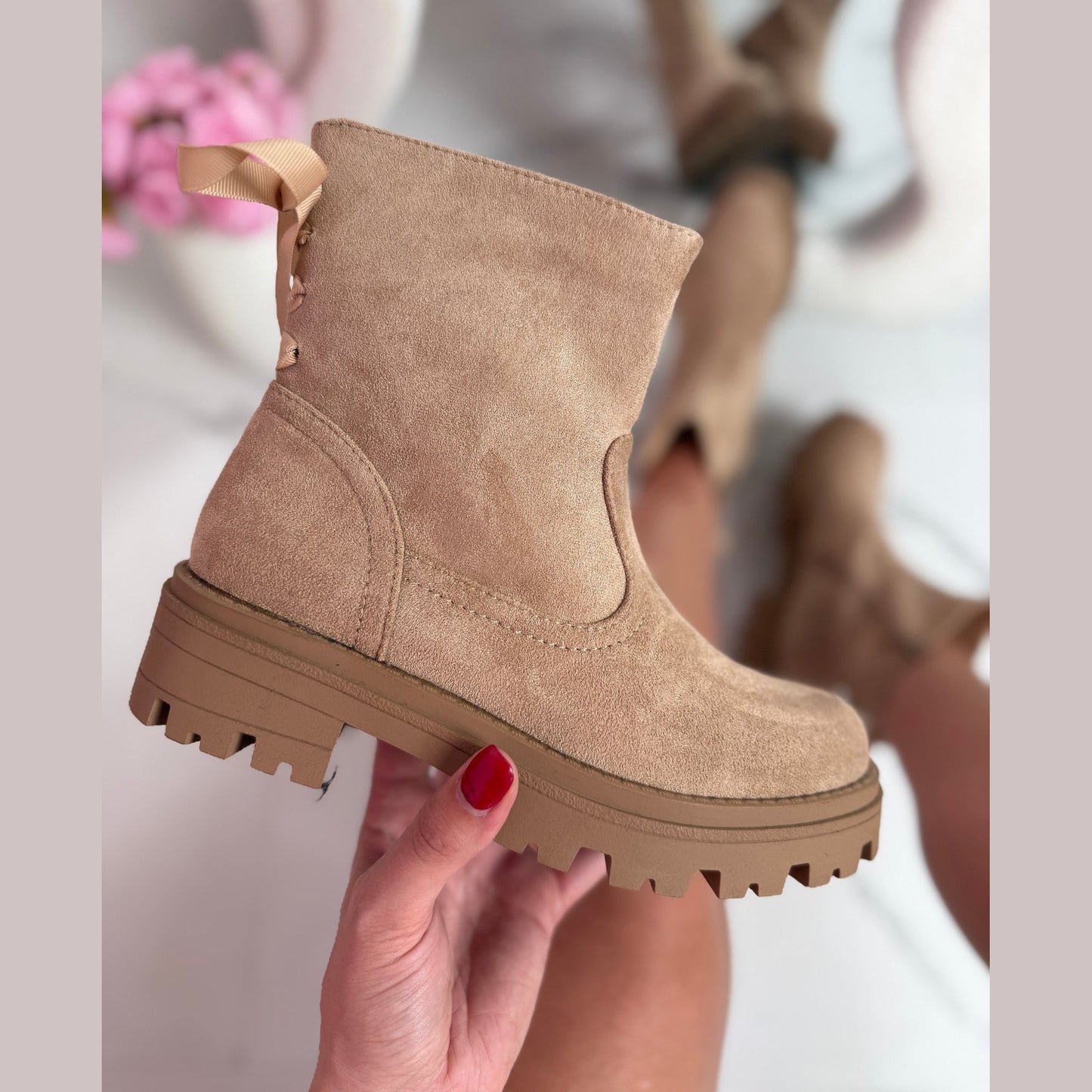 Bow Khaki Boots