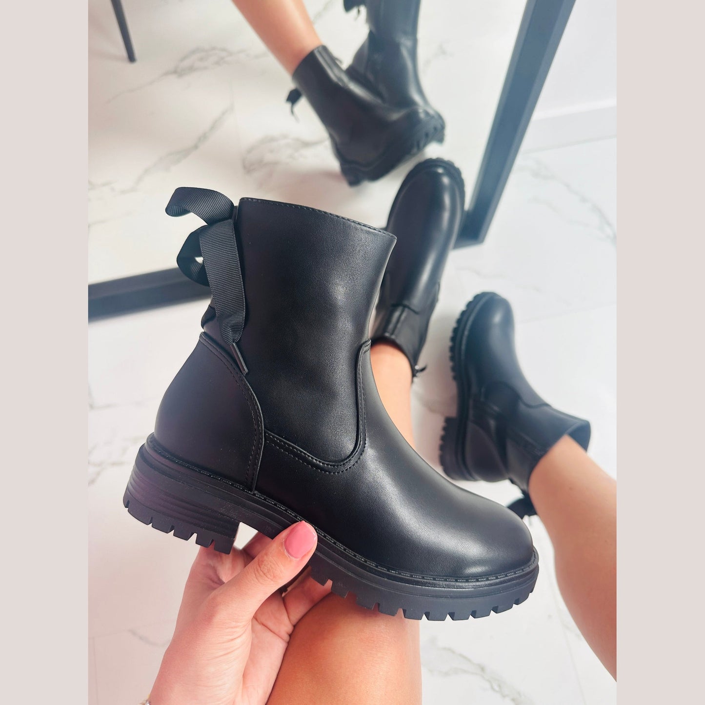 Bow Black Boots