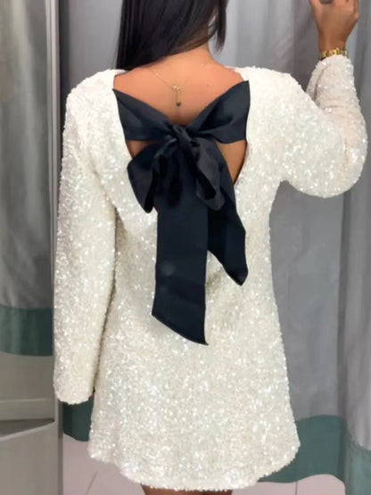 Nicole | Bow Sequin Dress