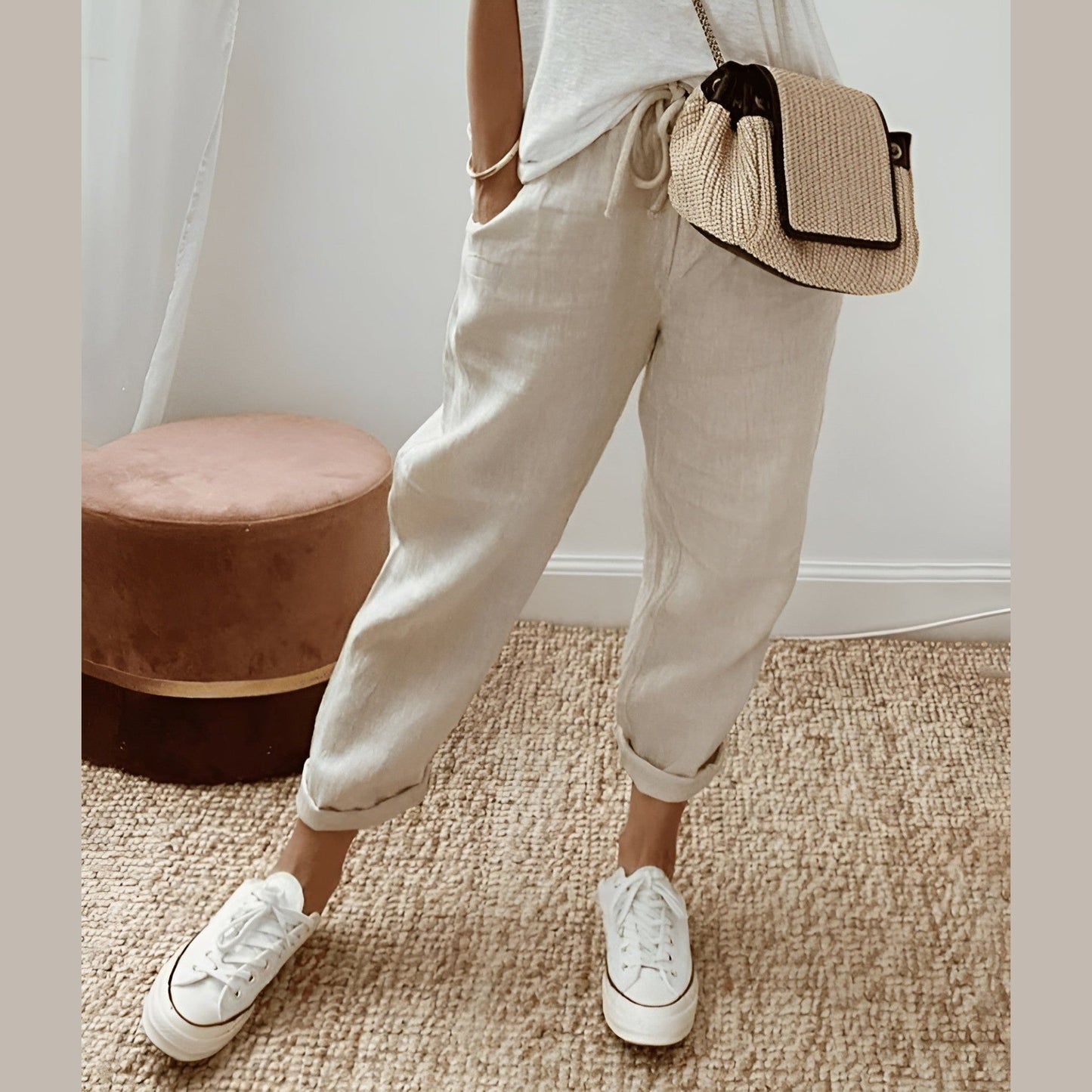 Elisa | Chic Cotton Linen Trousers