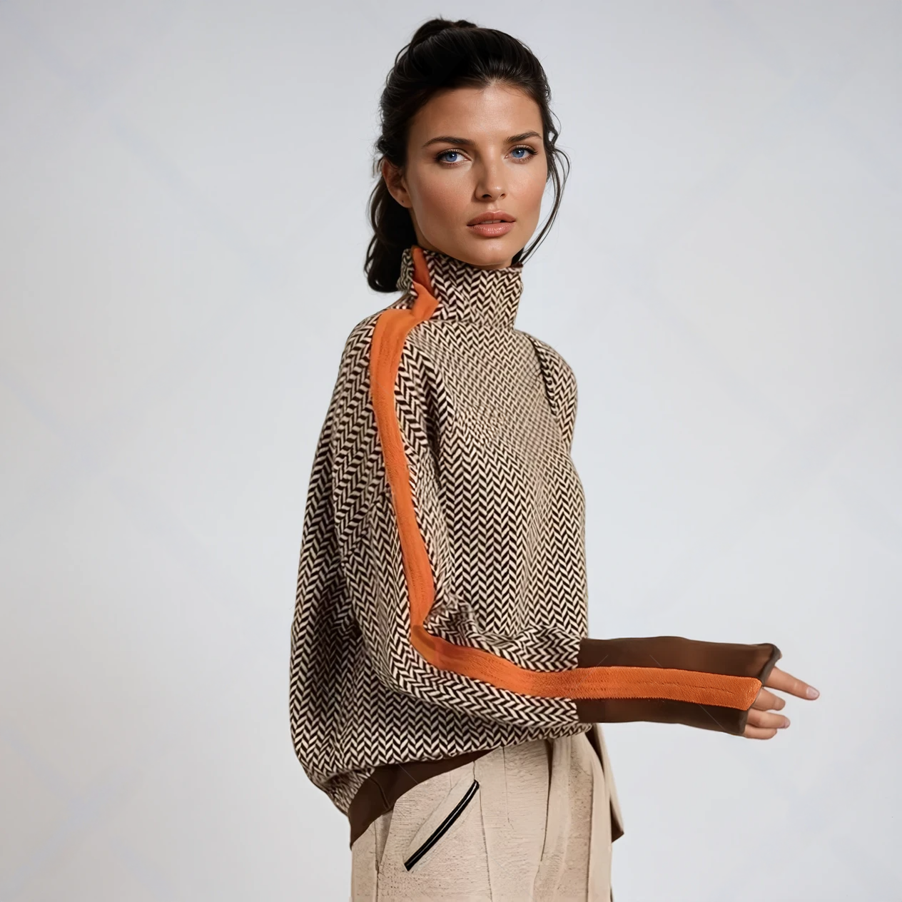 Lucia | High-neck sweater with contrasting stripes