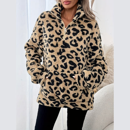 Leona™ | Elegant Leopard Print Zip Sweater