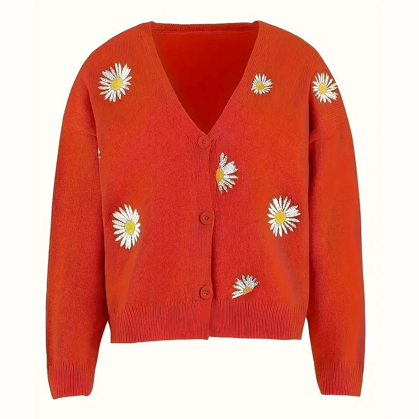 Korina - Elegant Long Sleeve Cardigan With Button