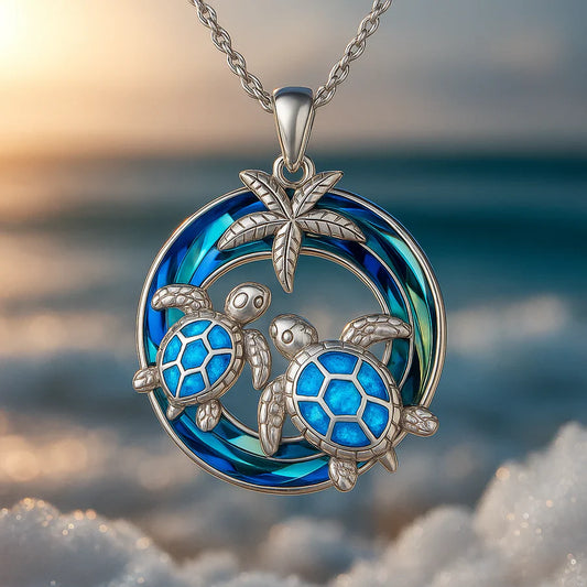 Tidebound Turtle Necklace | White Gold 18k