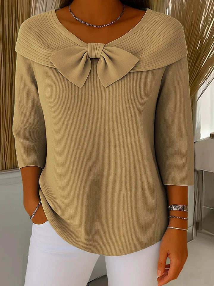Serenna – Women's-Sweater with Bow and Round Neckline